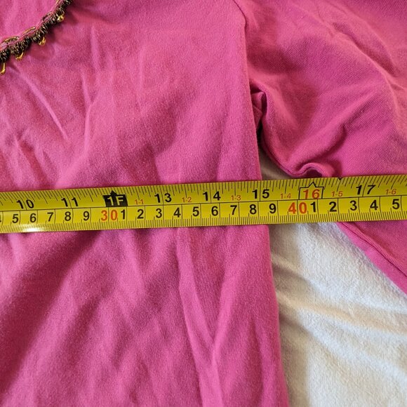 JONES NEW YORK SIGNATURE WOMEN'S PULL OVER PINK SHIRT SIZE MEDIUM NECK BLING TOP - Picture 11 of 16